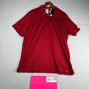 Adidas Polo Shirt XL Burgundy Lightweight Casual Performance Logo Mens New NWT